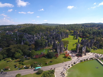 航拍云南昆明石林风景区