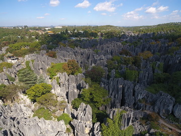 航拍云南昆明石林风景区