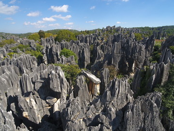 航拍云南昆明石林风景区