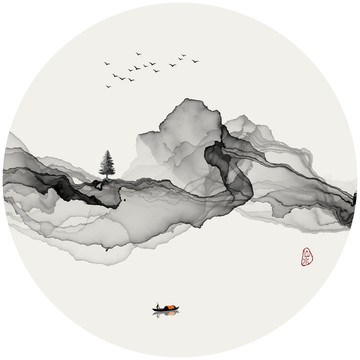 抽象意境水墨山水畫(huà)