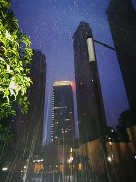 雨中的城市