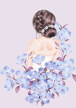背影女孩盤發(fā)
