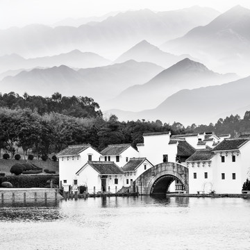 水墨黑白山水