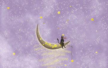 星與星愿紫色天空星空月亮