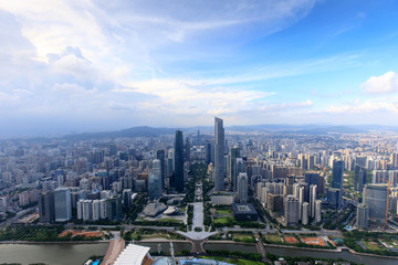 俯瞰广州珠江新城全景