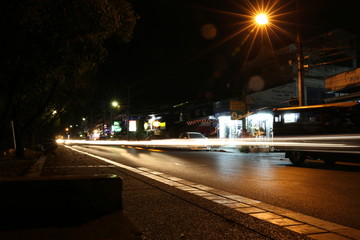 泰国清迈夜景车轨