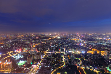 俯瞰广州海珠区海珠湖夜景