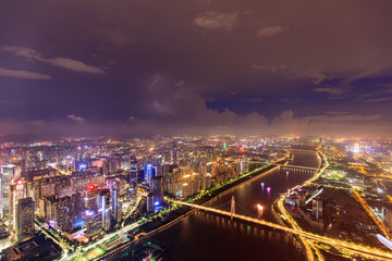 俯瞰广州珠江猎德大桥夜景