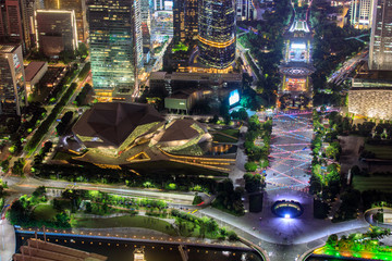 俯瞰广州歌剧院少年宫夜景