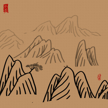 白描山水
