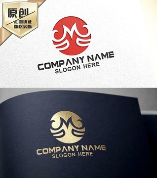 M字母中国风LOGO设计