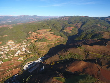 航拍东川红土地