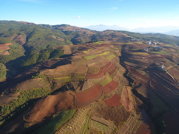 航拍东川红土地