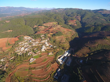 航拍东川红土地