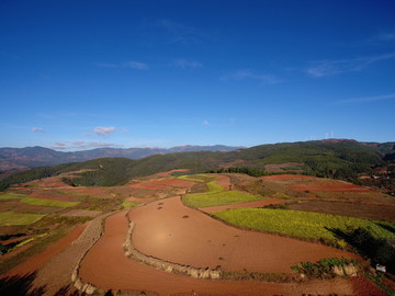 航拍东川红土地