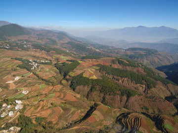 航拍东川红土地