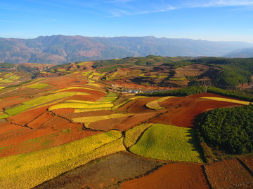 航拍东川红土地