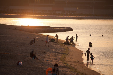 海水浴场夕阳