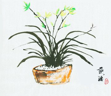 蘭花水墨國畫