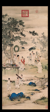 郎世寧弘歷觀畫圖