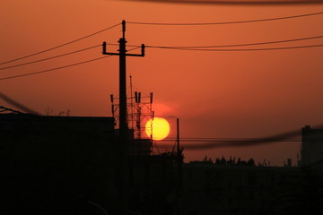 城市夕阳