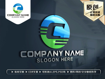 C字母绿色环保LOGO设计