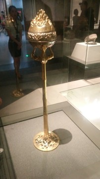 汉鎏金鋈银铜竹节熏炉