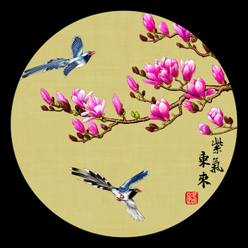 紫氣東來(lái)風(fēng)水畫(huà)背景墻