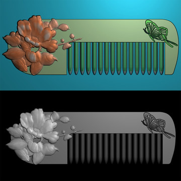 茶花蝴蝶梳子