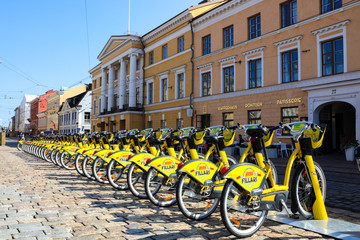 赫尔辛基街景公共自行车