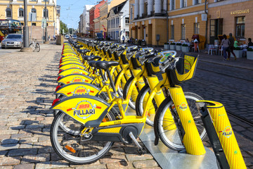 赫尔辛基街景公共自行车