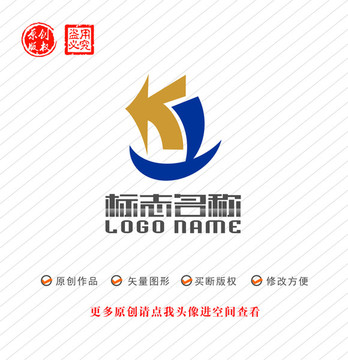 KY字母YK标志帆船logo