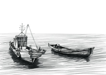 海船漁船海貨插畫