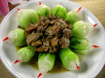 青菜炒蚌肉