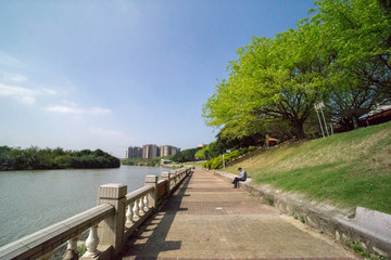 人和流溪河鸦湖公园