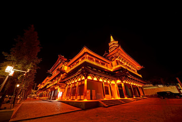 金华万佛塔公园佛寺夜景