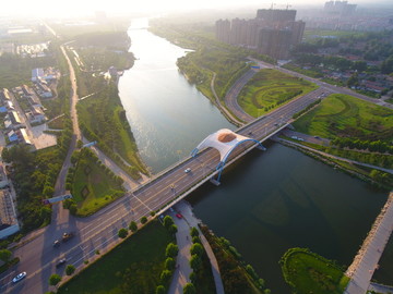 航拍莒南鸡龙河湿地公园