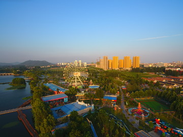 航拍莒南鸡龙河湿地公园