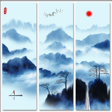新中式創(chuàng)意山水裝飾畫