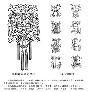 民间建筑砖刻纹样暗八仙