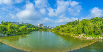 碧水蓝天青州城市风景