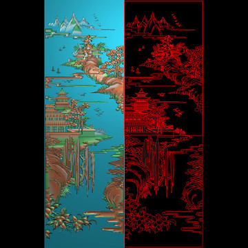 山水精雕圖