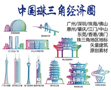 珠三角经济圈标志建筑矢量大全