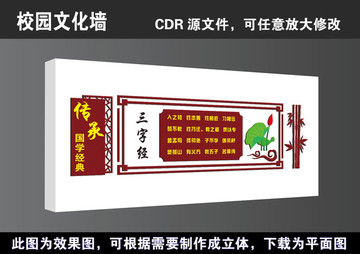 学校国学三字经文化墙宣传展板