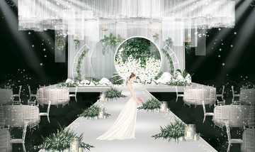 白绿小清新婚礼背景