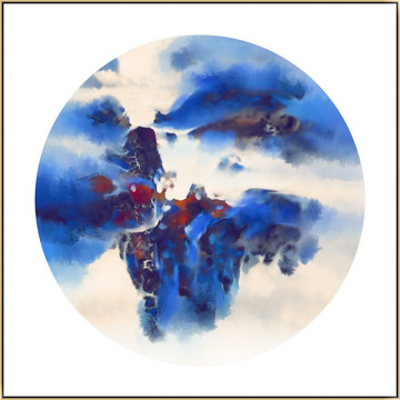 水墨禪意山水水墨畫(huà)