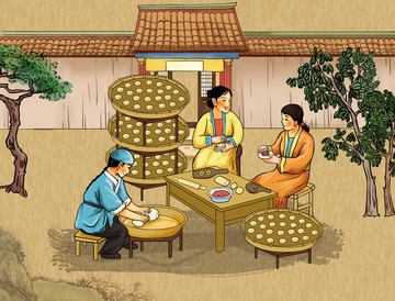 月餅糕點(diǎn)制作插畫點(diǎn)心