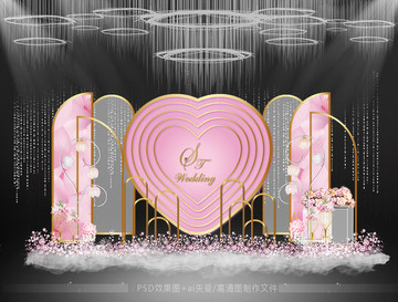 粉色系婚禮迎賓區(qū)