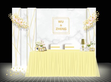 淺灰色大理石紋婚禮簽到區(qū)設(shè)計(jì)