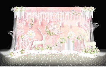 粉色唯美浪漫婚礼背景设计